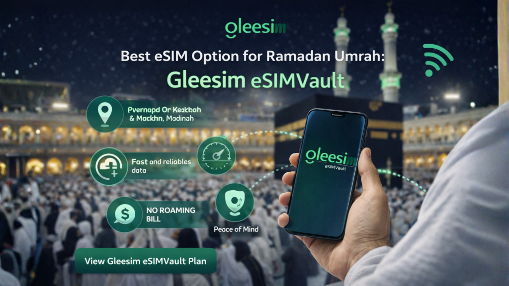 Ramadan Umrah Connectivity Guide: How to Stay Connected in Makkah & Madinah 2 Best eSIM Option for Ramadan Umrah Gleesim eSIMVault