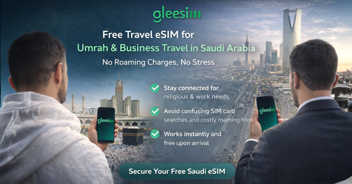 GleeSIM eSIM setup for Hajj pilgrims on smartphone