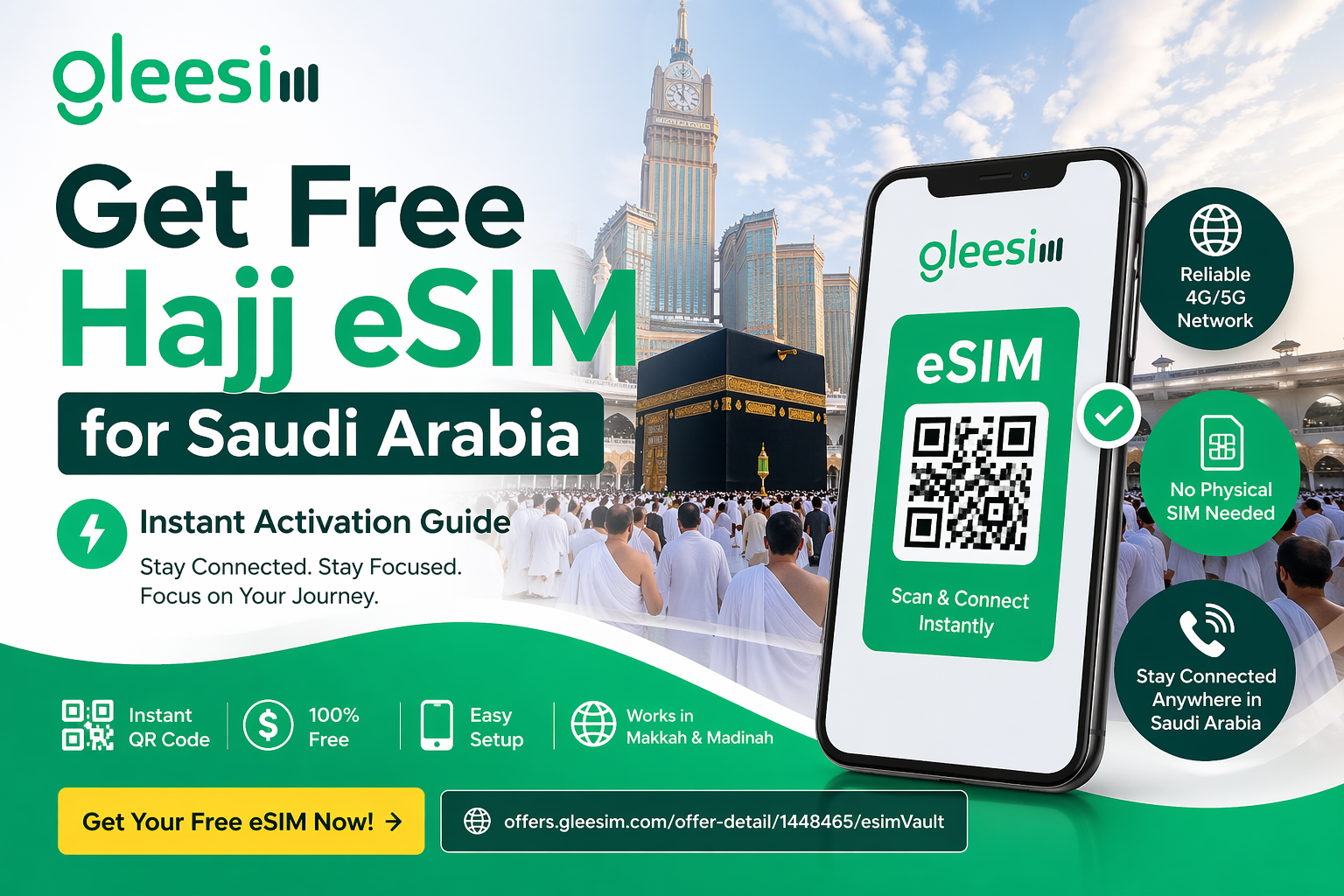 Hajj pilgrims using GleeSIM eSIM for mobile data in Saudi Arabia