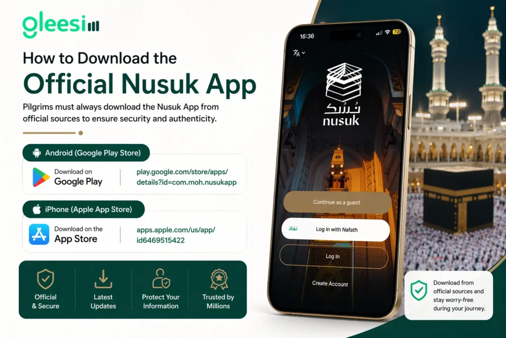 The Ultimate Guide to Using Nusuk App During Hajj with GleeSim eSIM (2026 & Beyond) 2 📲 Download Nusuk App