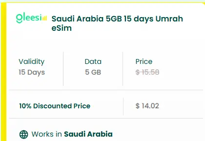 Saudia Arabia 5gb for 15 days With 10% Discount bundle