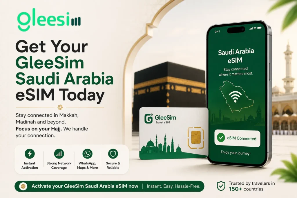 How GleeSIM Works for Hajj Pilgrims — No App, No Hassle 2 👉 Get Your GleeSim Saudi Arabia eSIM Today