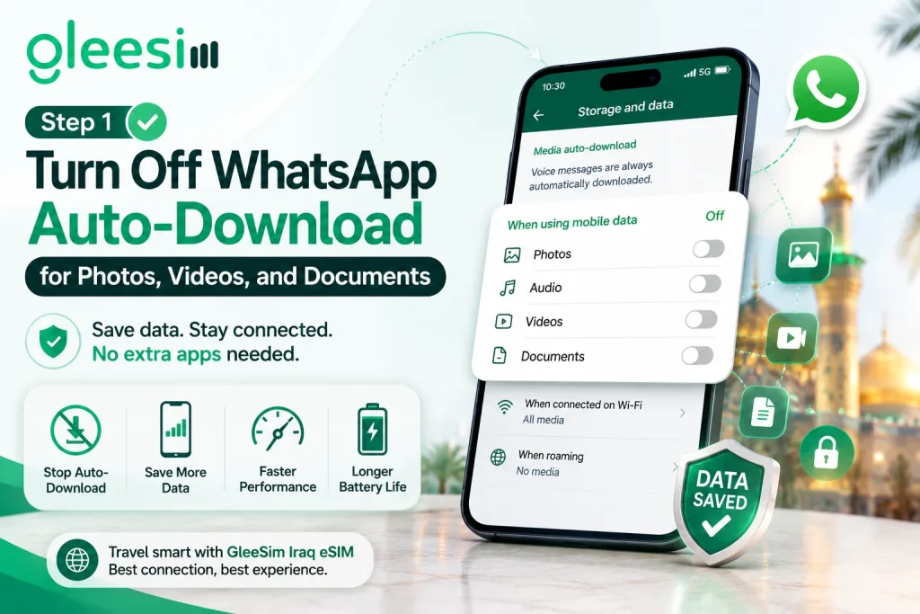 GleeSim data-saving WhatsApp auto-download controls