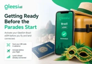 Best eSIM for Carnival in Brazil 2027: A Connectivity Guide 2 GleeSim Brazil eSIM setup before Rio Carnival travel