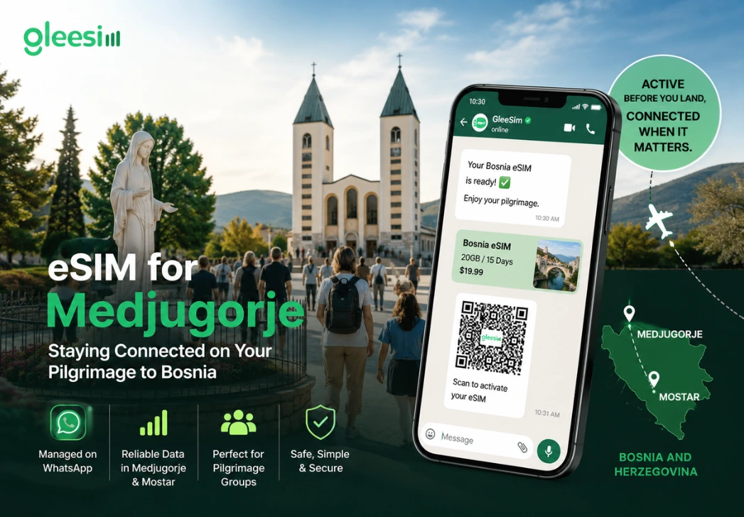 GleeSim Bosnia eSIM for Medjugorje pilgrimage and seamless travel connectivity.
