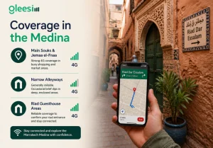 Marrakech Medina eSIM coverage for navigating souks, narrow alleys and riad areas