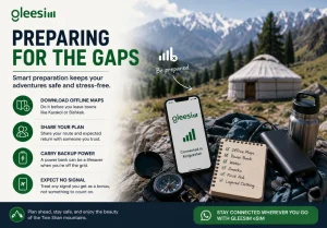 Preparing for remote trekking in Kyrgyzstan with offline maps and GleeSim eSIM connectivity.