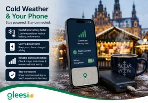 GleeSim eSIM and phone battery tips in cold weather