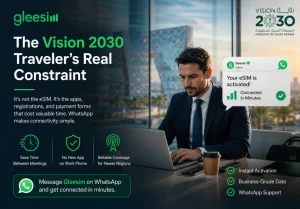 Saudi Arabia eSIM for Vision 2030 business travellers with WhatsApp setup