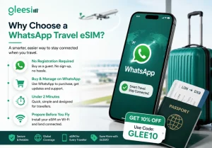 Get 10% Off Your Travel eSIM: Save with GLEE10 on WhatsApp 1 WhatsApp travel eSIM for easy setup, fast activation and international connectivity