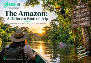 Amazon rainforest and river boat in Brazil