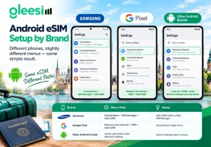 Android eSIM setup menu paths for Samsung, Google Pixel and other Android brands