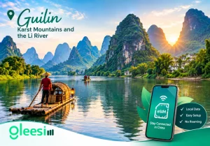 Guilin karst mountains and Li River China travel eSIM 