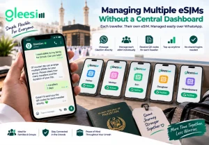 Managing multiple Umrah eSIMs individually through WhatsApp without a central dashboard
