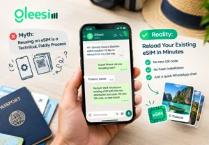 GleeSim eSIM reuse through simple WhatsApp setup 