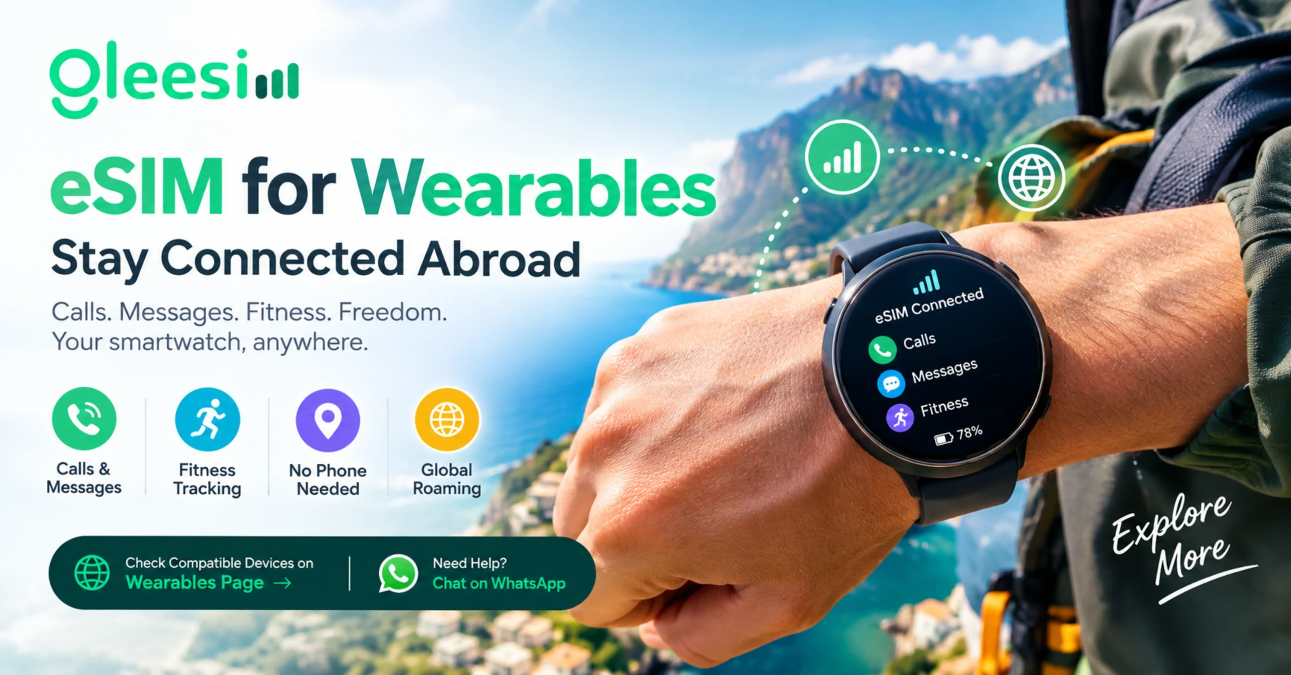 eSIM for wearables keeping smartwatch connected abroad