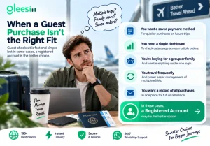 GleeSim registered account benefits for frequent travellers, families and multiple eSIM purchases